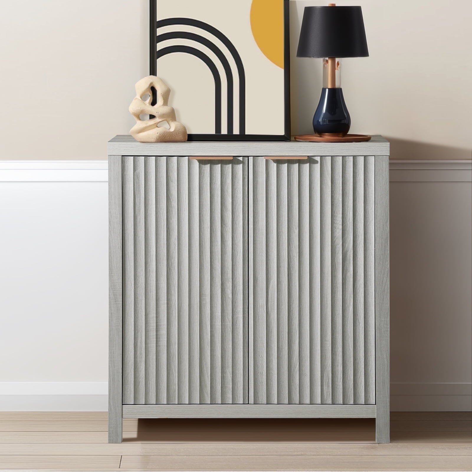 ARKANTOS Sideboard Buffet Cabinet with Fluted Panel Doors and Shelves