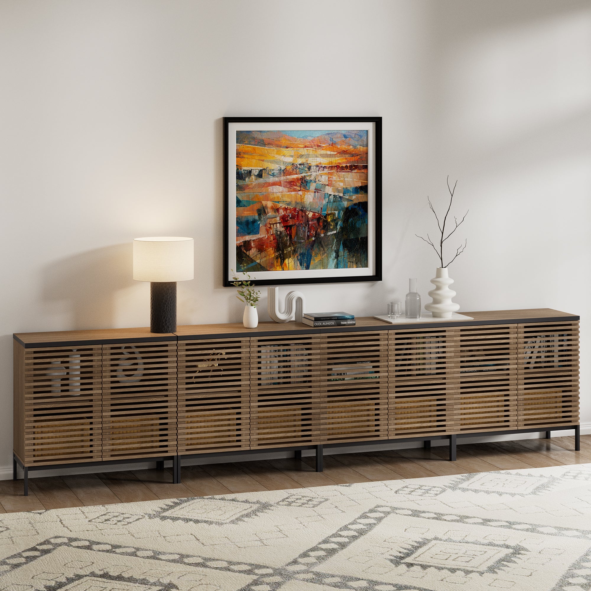 ARKANTOS Sideboard Buffet Cabinet with Grille Doors and Adjustable Shelf