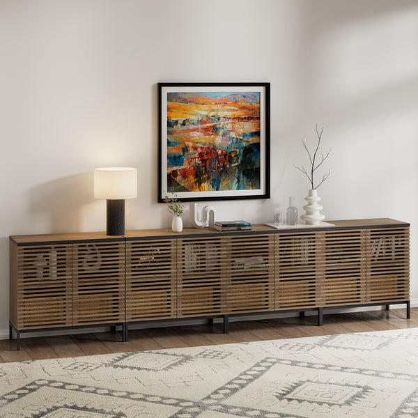 ARKANTOS Sideboard Buffet Cabinet with Grille Doors and Adjustable Shelf