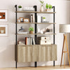ARKANTOS 5-Tier Ladder Shelf Bookshelf, Wall-Mounted Bookcase with Fluted Cabinet