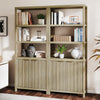 ARKANTOS Fluted Bookshelf with Doors Adjustable Shelf and Storage Cabinet