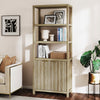 ARKANTOS Fluted Bookshelf with Doors Adjustable Shelf and Storage Cabinet