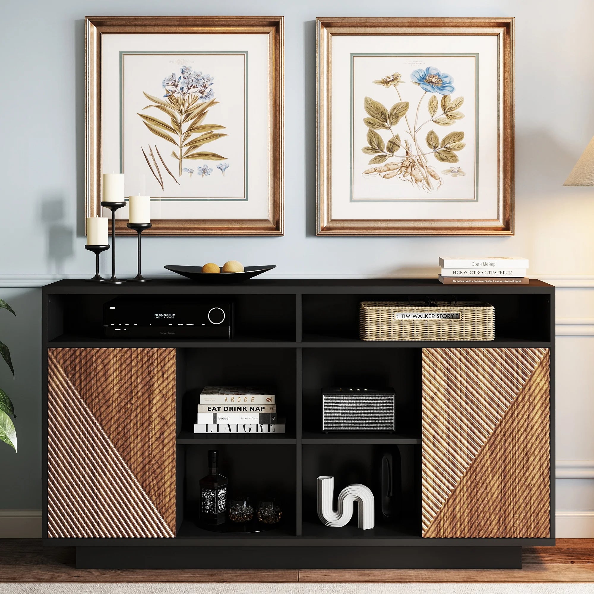 ARKANTOS Modern Sideboard Cabinet with 2 Sliding Doors and Adjustable Shelves