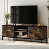 ARKANTOS Modern TV Stand for 75" TV, Grille Striped Doors Media Console
