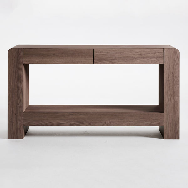 ARKANTOS 63" Farmhouse Console Table with 2 Drawers, Wooden Entryway Table with Open Storage Shelf, Long Narrow Sofa Table for Living Room, Hallway，Brown