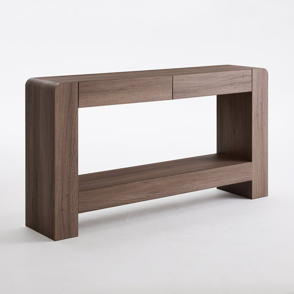 ARKANTOS 63" Farmhouse Console Table with 2 Drawers, Wooden Entryway Table with Open Storage Shelf, Long Narrow Sofa Table for Living Room, Hallway，Brown