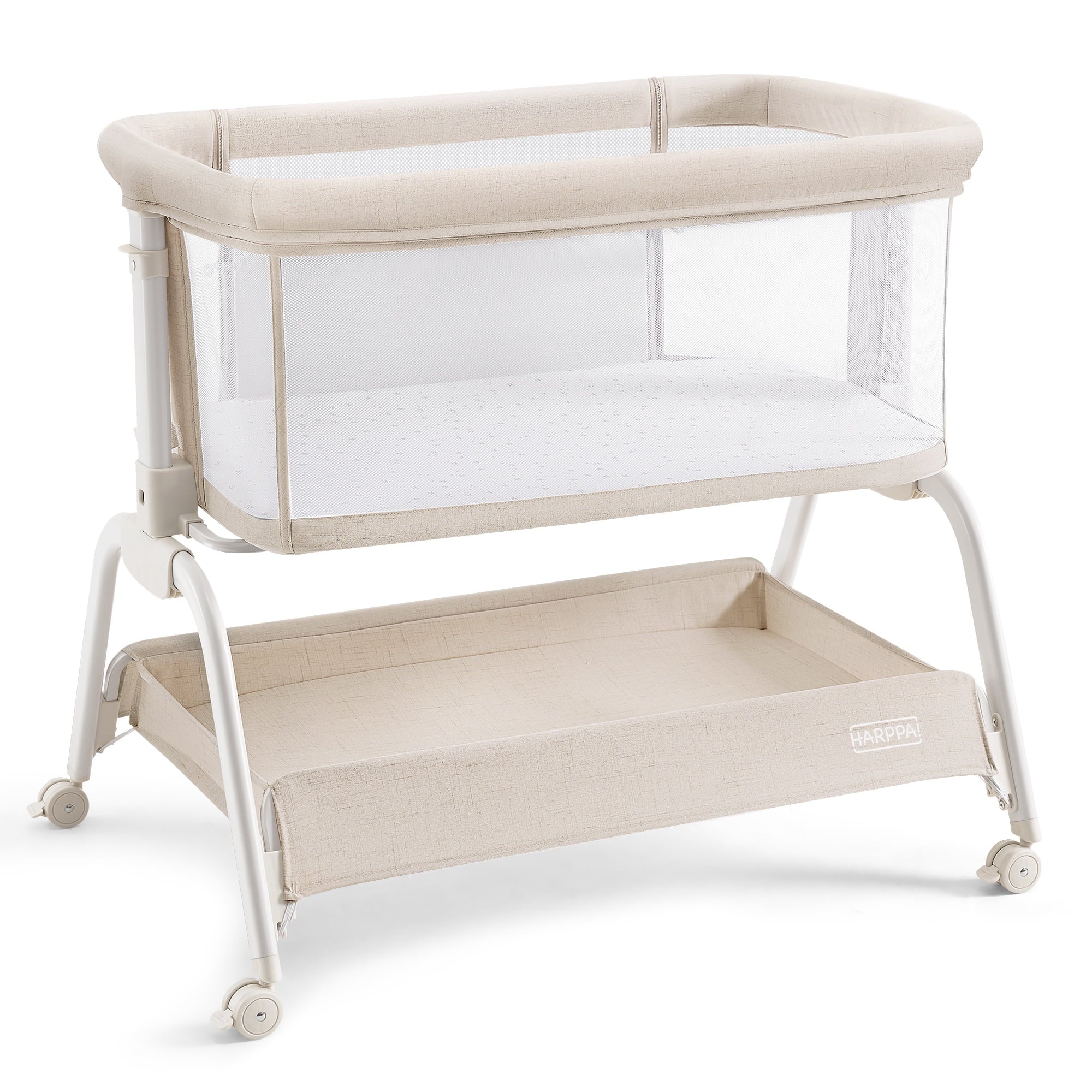 HARPPA Baby Bassinet Bedside Sleeper, 6 Height Adjustable Baby Bassinet for Infants