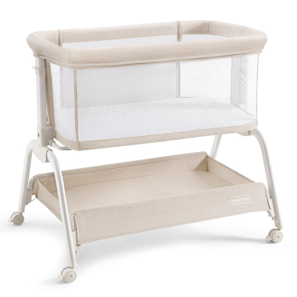 HARPPA Baby Bassinet Bedside Sleeper, 6 Height Adjustable Baby Bassinet for Infants
