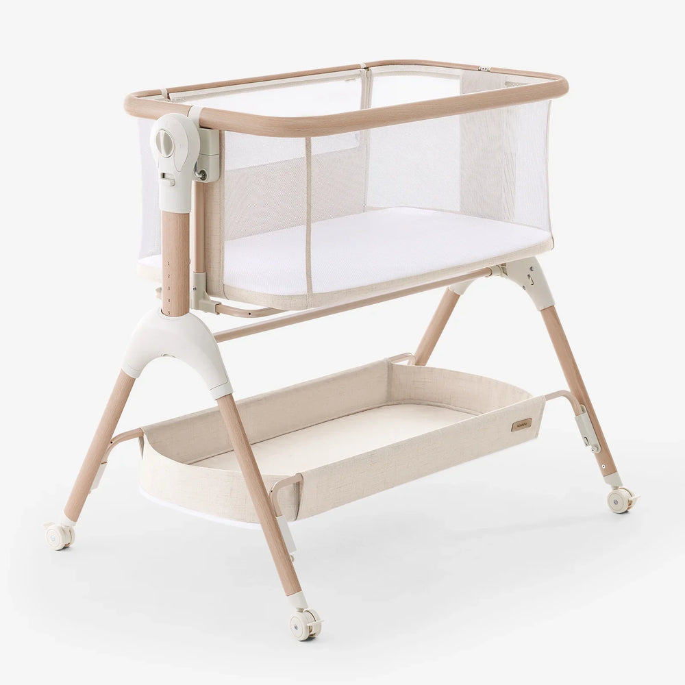 HARPPA Baby Bassinet Bedside Sleeper with Rocking Mode, 5 Adjustable Heights, Washable Mattress and Breathable Mesh