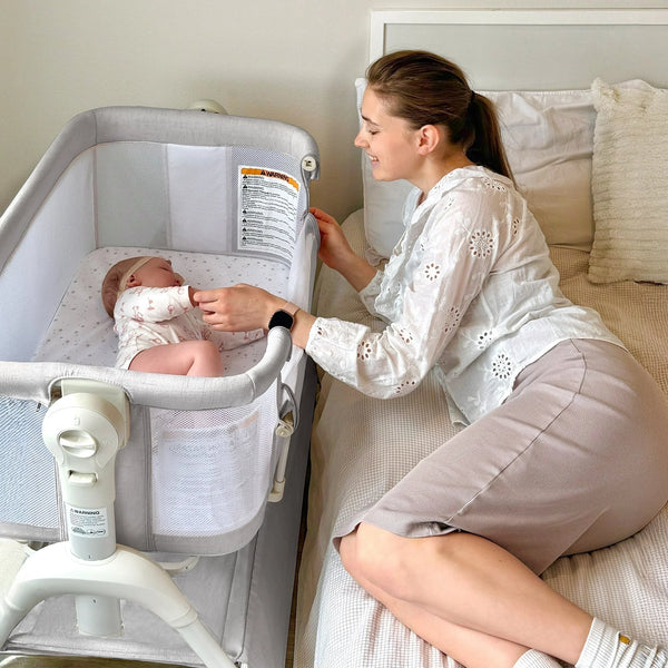 HARPPA 3 in 1 Baby Bedside Bassinet Sleeper, Baby Bassinet with Rocking and 5 Heights Adjustable