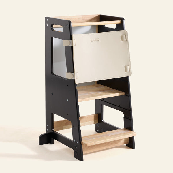 HARPPA Toddler Tower with Adjustable Height and Anti-Slip Protection, Kids Standing Tower with Safety Rail, Nordi Kids Kitchen Tower with Chalkboard