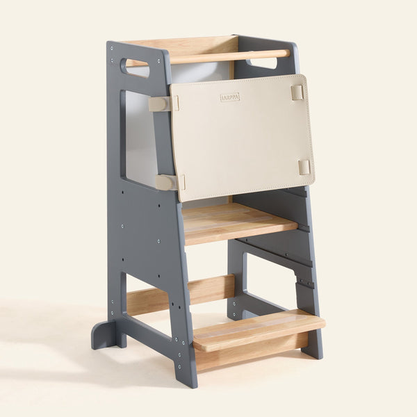 HARPPA Toddler Tower with Adjustable Height and Anti-Slip Protection, Kids Standing Tower with Safety Rail, Nordi Kids Kitchen Tower with Chalkboard