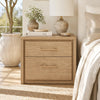 ARKANTOS Nightstand Bedside Table, Wooden Farmhouse Night Stand with 2 Drawers Storage, Boho Night Stands Sofa End Table for Bedroom Living Room, Gold
