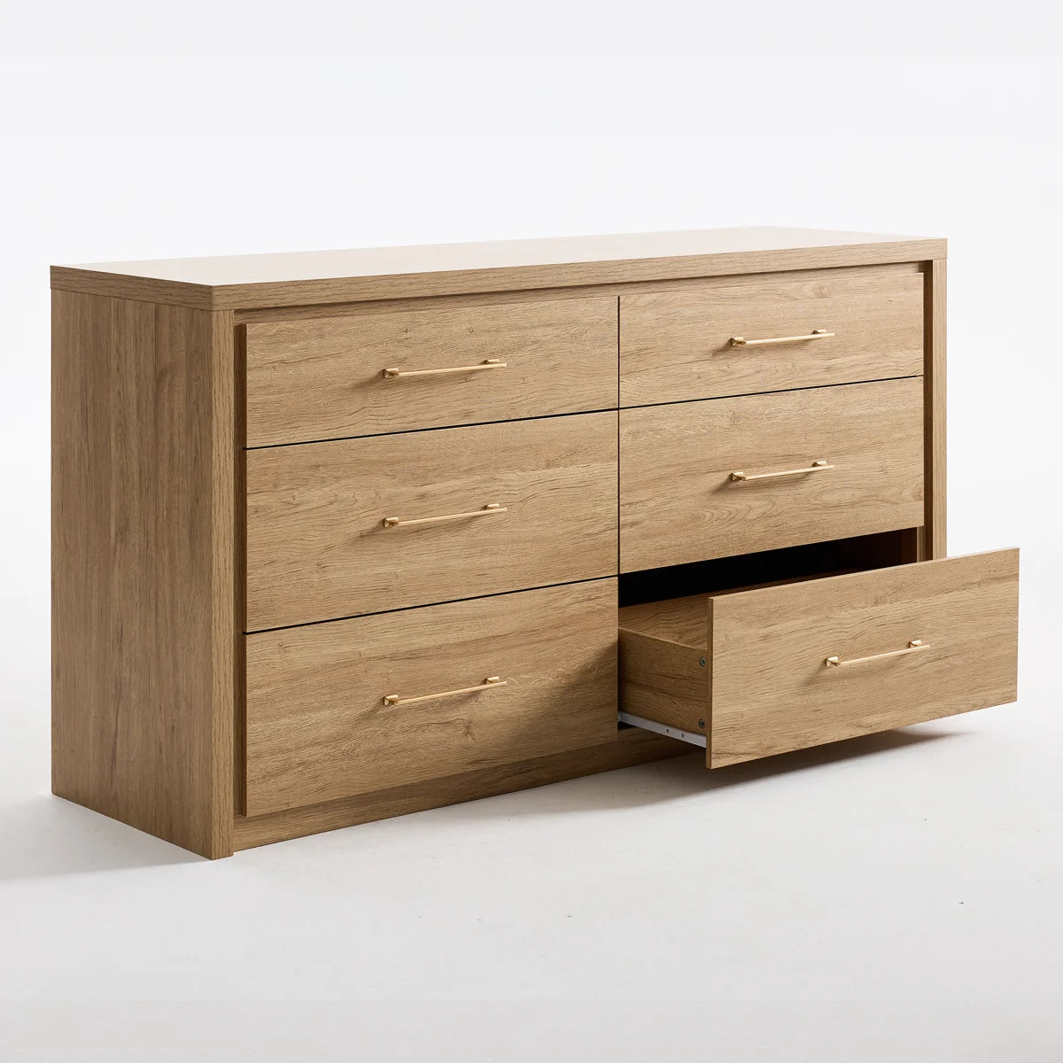 ARKANTOS Dresser for Bedroom, 6 Drawer Double Dresser, Modern Chest of Drawers with Deep Drawers, Wooden TV Stand for Living Room, Hallway, Gold