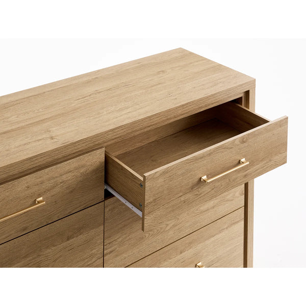 ARKANTOS Dresser for Bedroom, 6 Drawer Double Dresser, Modern Chest of Drawers with Deep Drawers, Wooden TV Stand for Living Room, Hallway, Gold