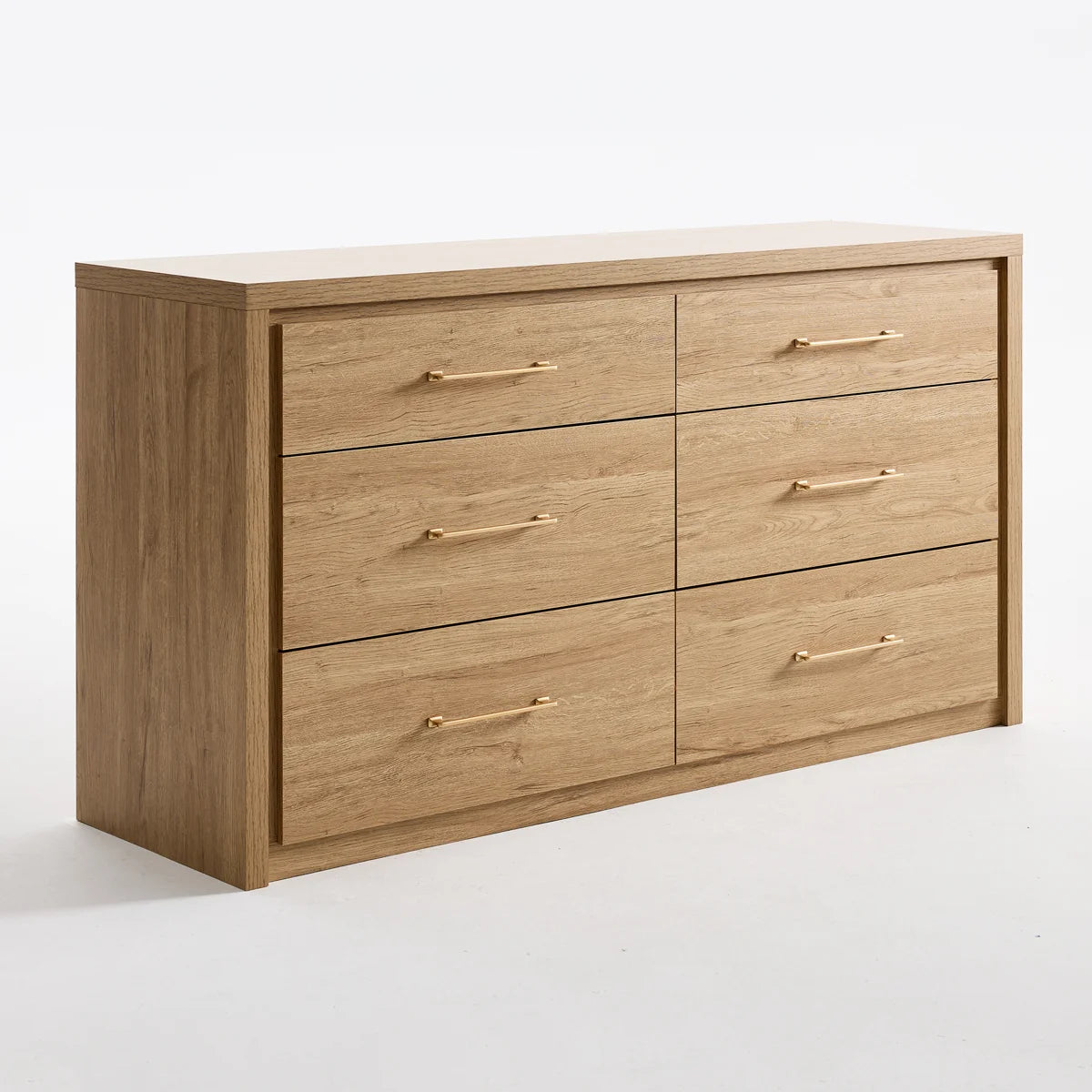 ARKANTOS Dresser for Bedroom, 6 Drawer Double Dresser, Modern Chest of Drawers with Deep Drawers, Wooden TV Stand for Living Room, Hallway, Gold