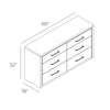 ARKANTOS Dresser for Bedroom, 6 Drawer Double Dresser, Modern Chest of Drawers with Deep Drawers, Wooden TV Stand for Living Room, Hallway, Gold