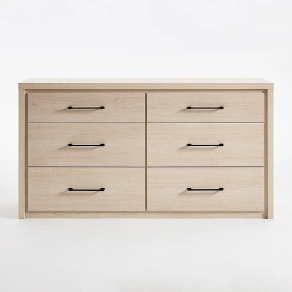 ARKANTOS Dresser for Bedroom, 6 Drawer Double Dresser, Modern Chest of Drawers with Deep Drawers, Wooden TV Stand for Living Room, Hallway, Light Oak