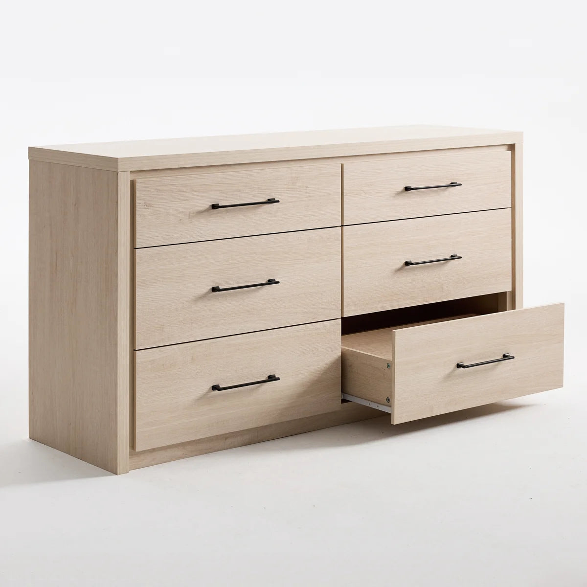 ARKANTOS Dresser for Bedroom, 6 Drawer Double Dresser, Modern Chest of Drawers with Deep Drawers, Wooden TV Stand for Living Room, Hallway, Light Oak