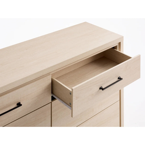 ARKANTOS Dresser for Bedroom, 6 Drawer Double Dresser, Modern Chest of Drawers with Deep Drawers, Wooden TV Stand for Living Room, Hallway, Light Oak