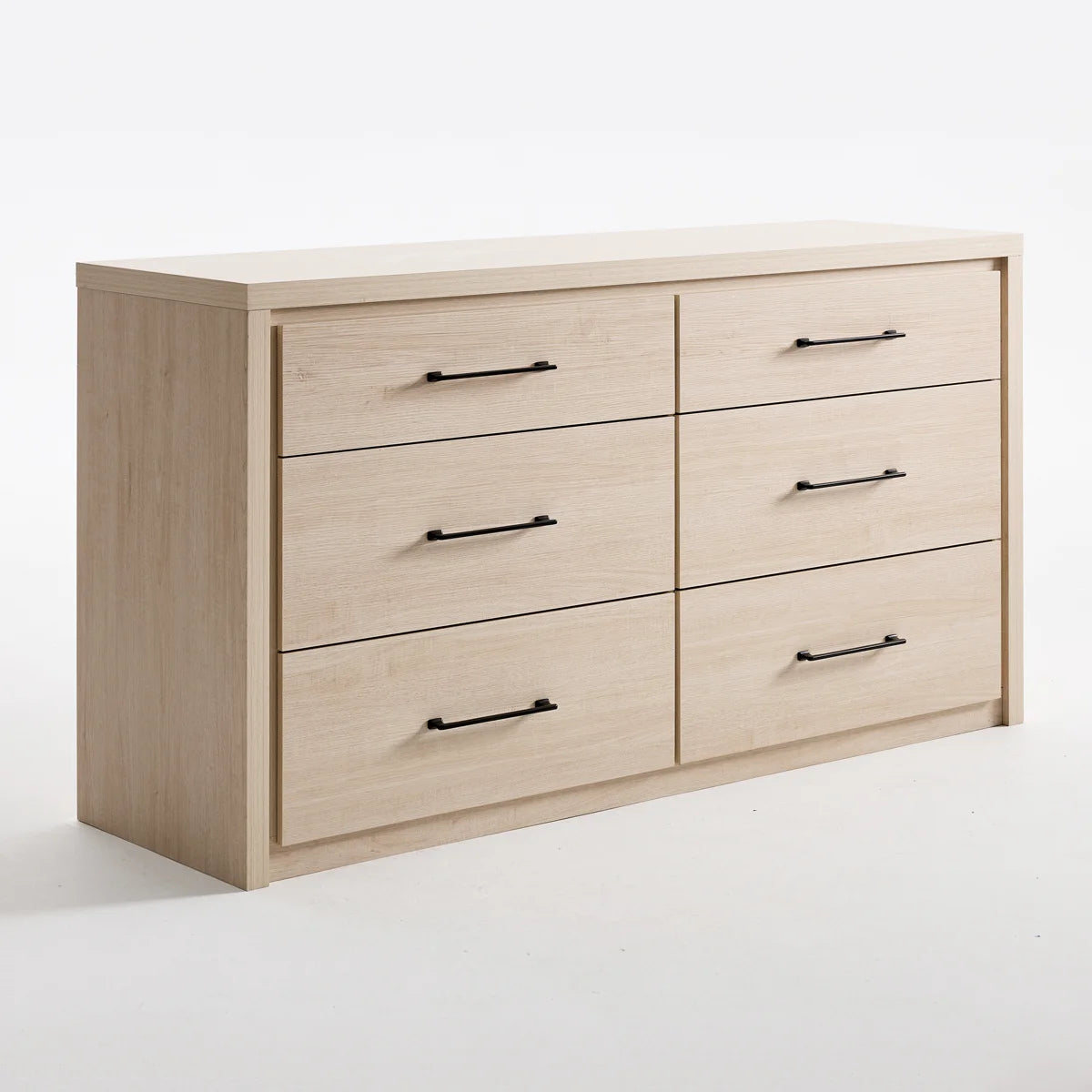 ARKANTOS Dresser for Bedroom, 6 Drawer Double Dresser, Modern Chest of Drawers with Deep Drawers, Wooden TV Stand for Living Room, Hallway, Light Oak
