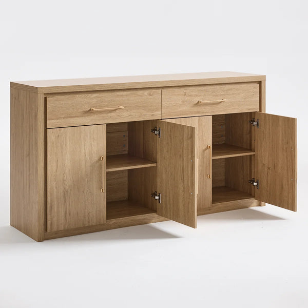 ARKANTOS Buffet Cabinet with 4 Doors and 2 Drawers, 66" Large Coffee Bar Table, Wood Kitchen Storage Cabinets, Modern Farmhouse Sideboard Credenza for Dining Room, Living Room, Brown