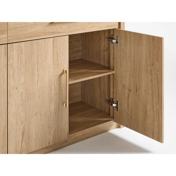 ARKANTOS Buffet Cabinet with 4 Doors and 2 Drawers, 66" Large Coffee Bar Table, Wood Kitchen Storage Cabinets, Modern Farmhouse Sideboard Credenza for Dining Room, Living Room, Brown