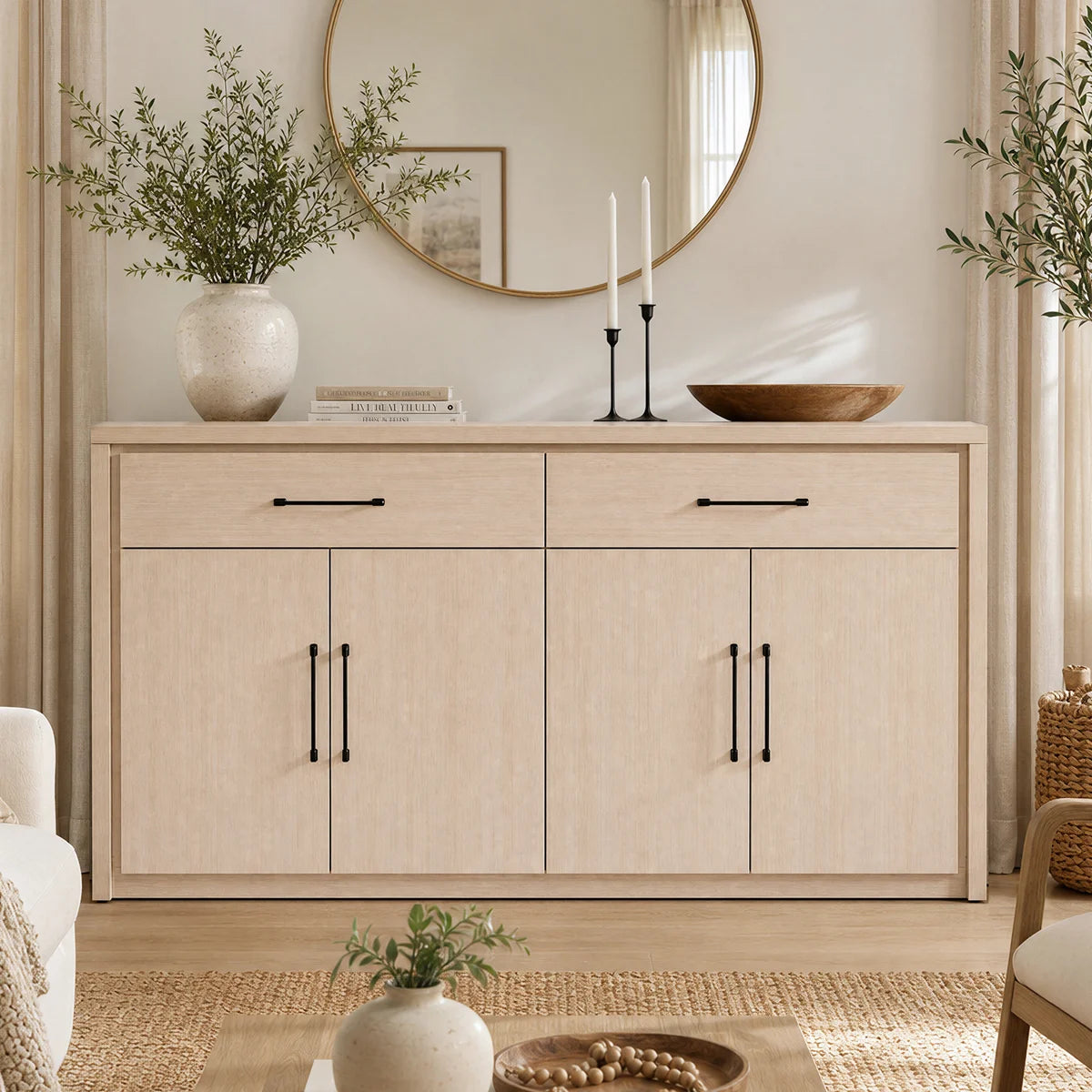 ARKANTOS Buffet Cabinet with 4 Doors and 2 Drawers, 66
