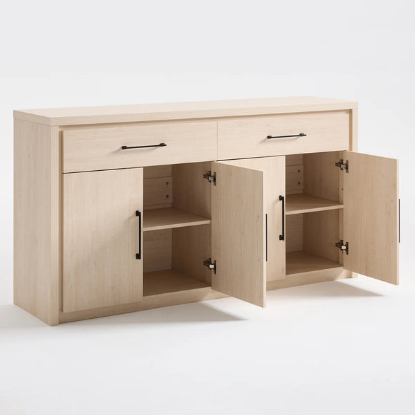 ARKANTOS Buffet Cabinet with 4 Doors and 2 Drawers, 66" Large Coffee Bar Table, Wood Kitchen Storage Cabinets, Modern Farmhouse Sideboard Credenza for Dining Room, Living Room, Beige
