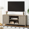ARKANTOS Wood TV Stand for TVs up to 65 inch, Wave Pattern Doors Media Console, Mid-Century Modern Storage Cabinet
