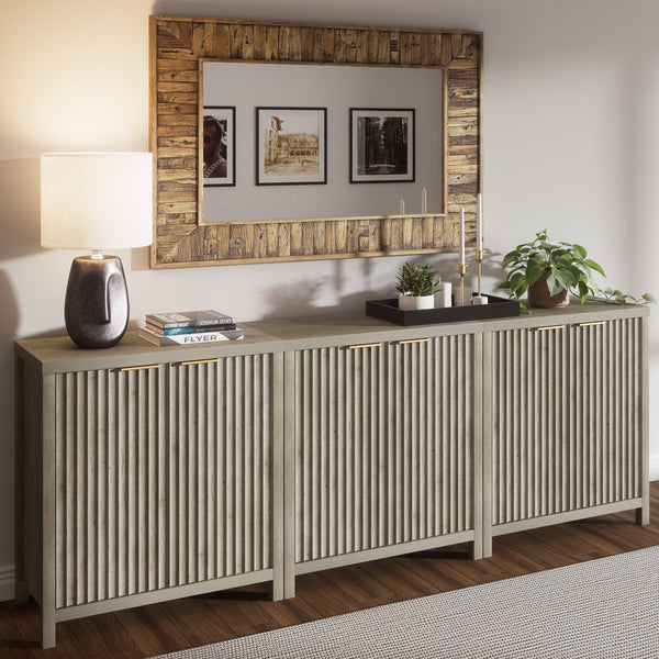 ARKANTOS Sideboard Buffet Cabinet with Fluted Panel Doors and Shelves