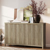 ARKANTOS 4-Door Sideboard Buffet Cabinet with Adjustable Shelves, Wave-pattern Panel, Coastal Oak