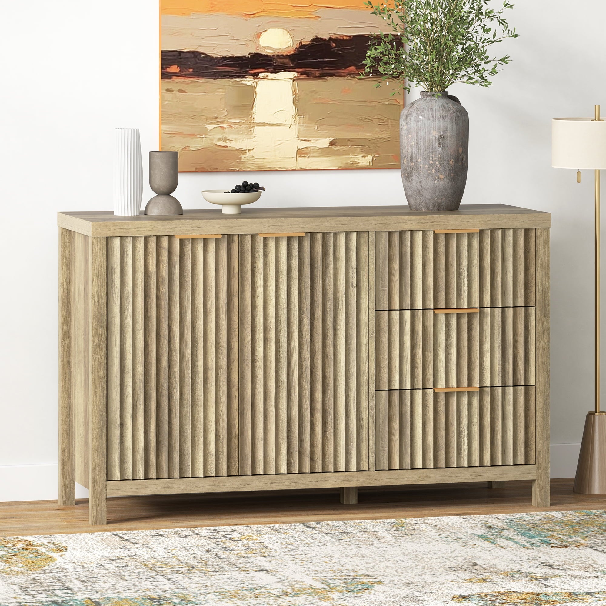 ARKANTOS Sideboards and Buffets, Modern Farmhouse Storage Cabinet with Drawers