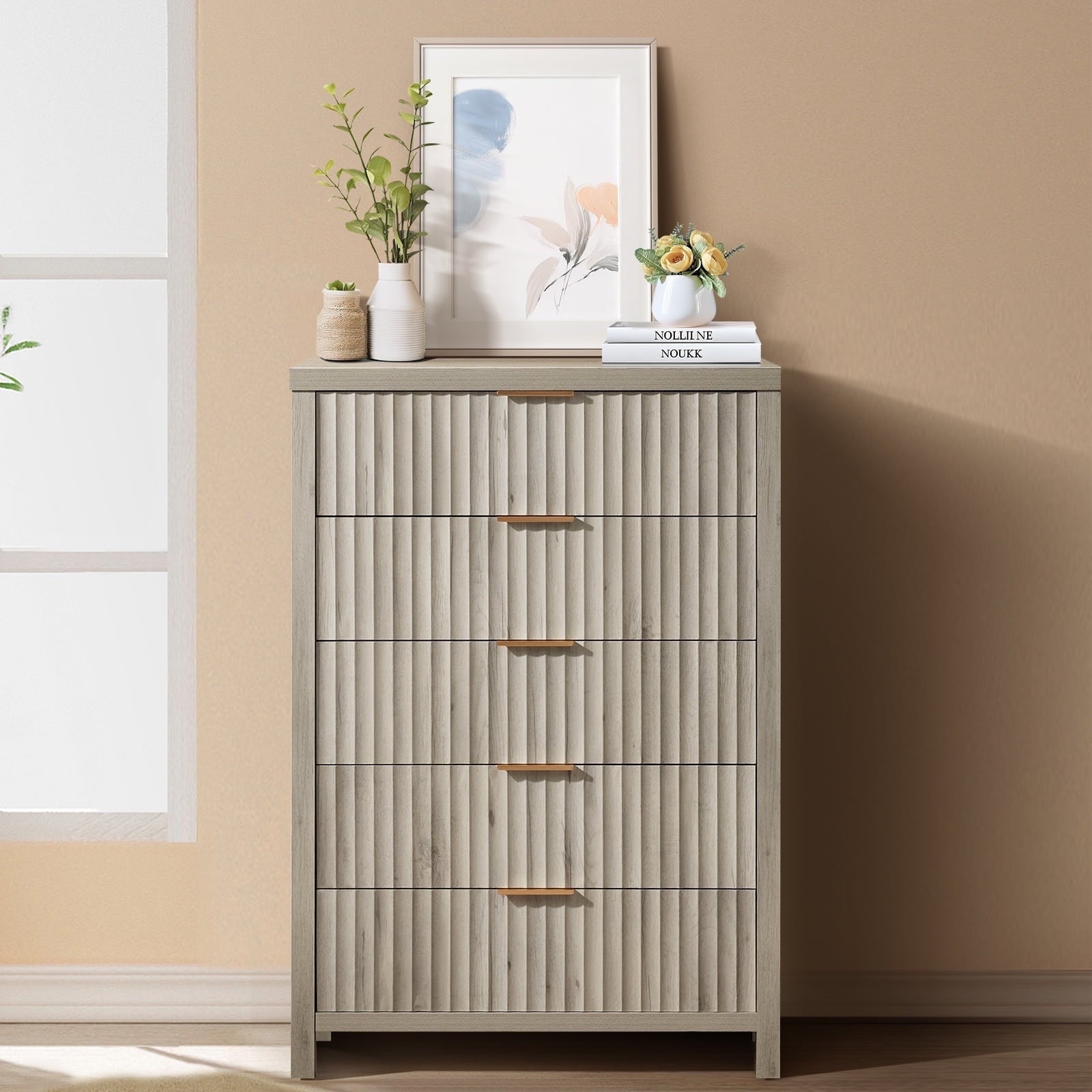 ARKANTOS Fluted  Drawer Dressers for Bedroom