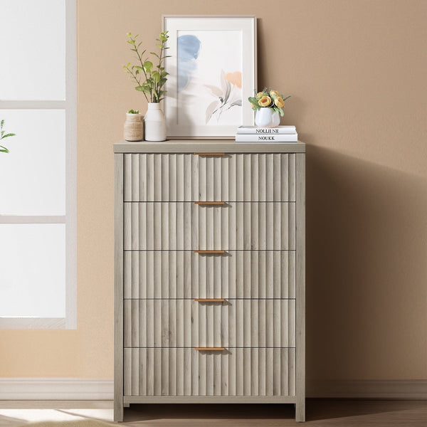 ARKANTOS Fluted  Drawer Dressers for Bedroom