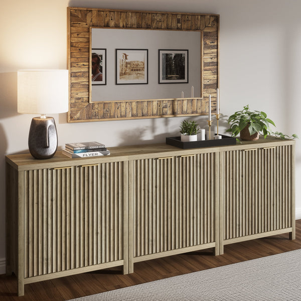 ARKANTOS Sideboard Buffet Cabinet with Fluted Panel Doors and Shelves