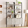 ARKANTOS 5-Tier Ladder Shelf Bookshelf, Wall-Mounted Bookcase with Fluted Cabinet