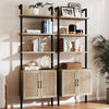 ARKANTOS Ladder Bookshelf 5 Tier Adjustable Shelf Rattan Cabinet Wall Mounted Shelves